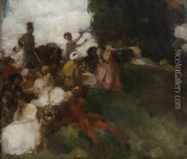 Picknick Im Grunen Oil Painting - Fritz Schider