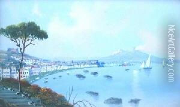 Neapel Mit Blick Auf Den Vesuv Oil Painting - Moritz Erdmann