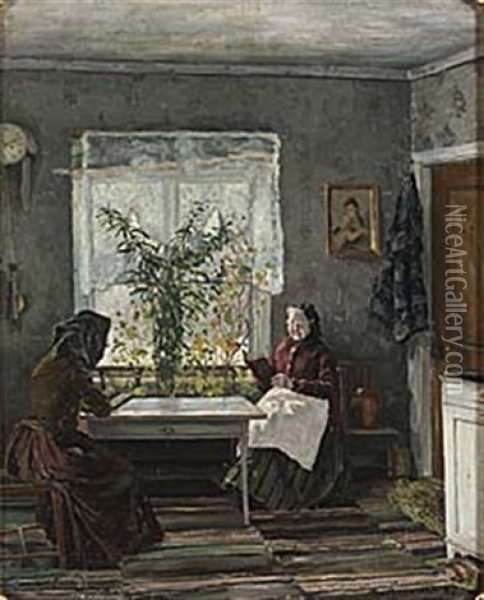 Vid Fonstret Oil Painting - Gustaf Albert