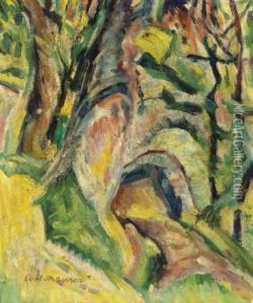 Landscape With Trees Oil Painting - Alfred Henry Maurer