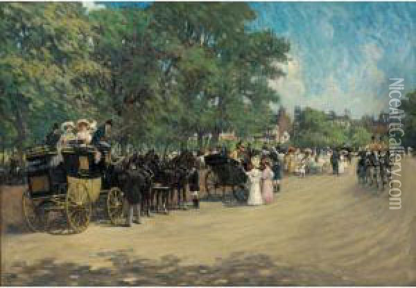The Four-in-hand, Hyde Park Oil Painting - Albert Ludovici