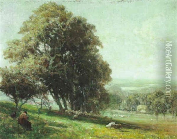 Pastoral Landscape Oil Painting - John White Alexander