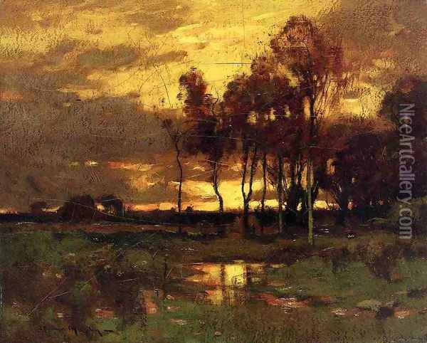Sunset Landscape Oil Painting - John Francis Murphy