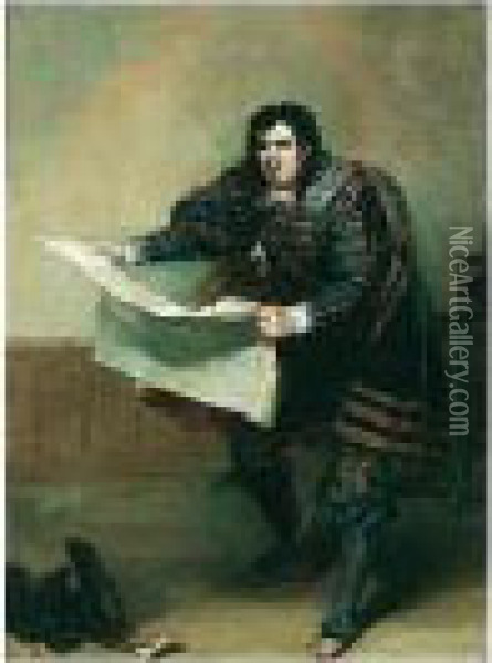Portrait Of John Vandenhoff In The Character Of Sir Giles Overreach Oil Painting - Robert William Buss