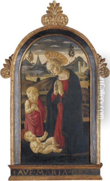 The Madonna And The Young Saint John Adoring The Christ Child Oil Painting - Bernardo Stefano Di Rosselli