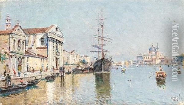 Venice, With San Giorgio Maggiore In The Distance Oil Painting - Antonio Maria de Reyna Manescau
