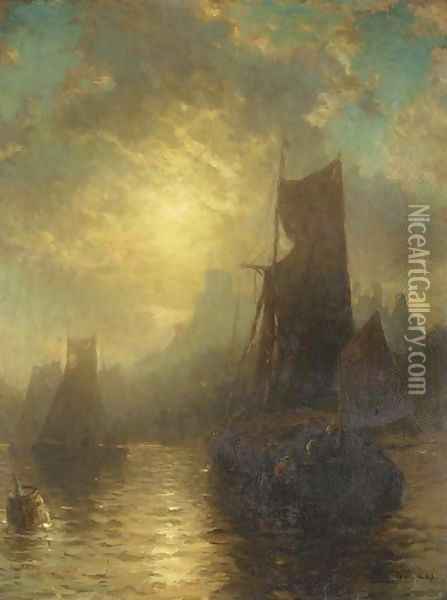 Sunset over the Harbor Oil Painting - George Herbert McCord