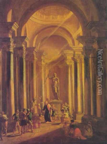 Fedeli Nel Tempio Oil Painting - Sebastiano Ricci
