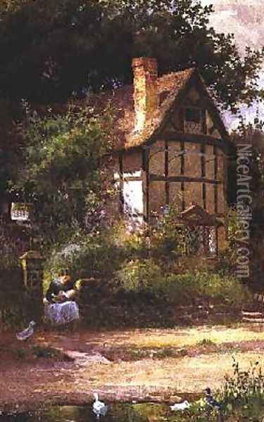 The Cottage Door Oil Painting - Thomas Mackay