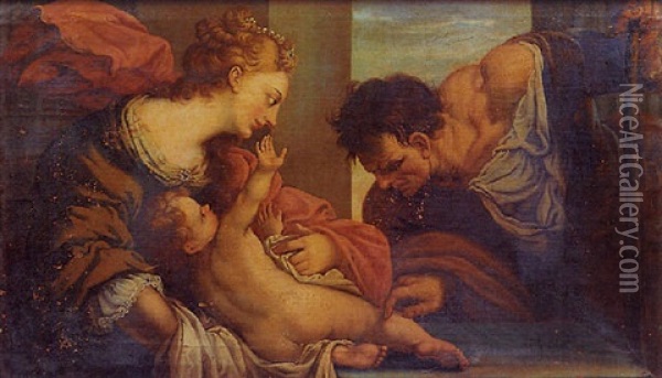 Peleo, Teti E Achille Oil Painting - Antonio Carneo
