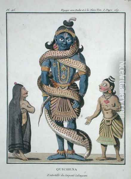 Krishna squeezed by the Kaliya Serpent, from Voyage aux Indes et a la Chine by Pierre Sonnerat, engraved by Poisson, published 1782 Oil Painting - Pierre Sonnerat