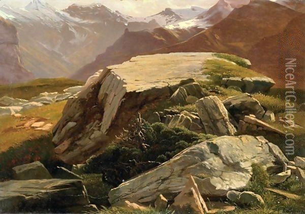 Rocks Near Murren, Switzerland Oil Painting - Alexandre Calame