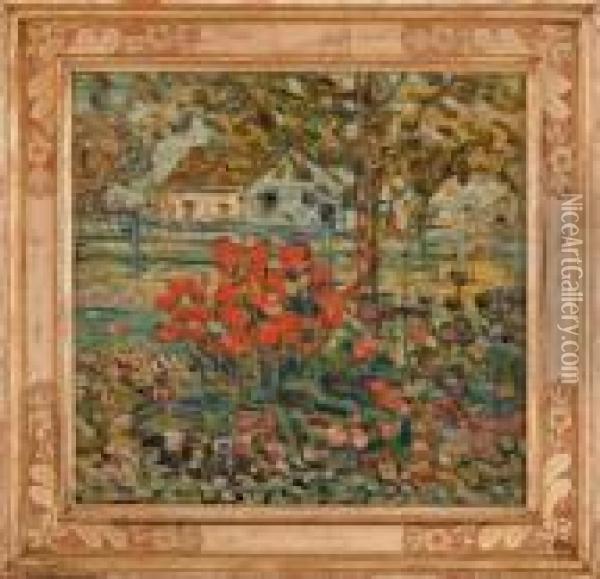 An Old Fashioned Garden Oil Painting - Maurice Brazil Prendergast