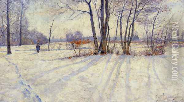Snowy Landscape Oil Painting - Justus Lundegard