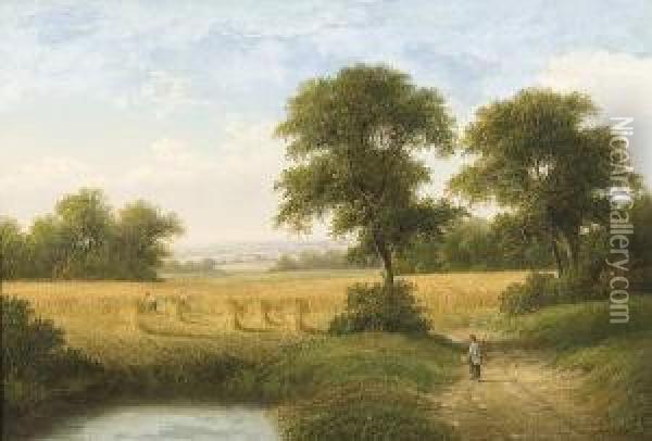 Harvesting In Norfolk Oil Painting - William Henry Williamson