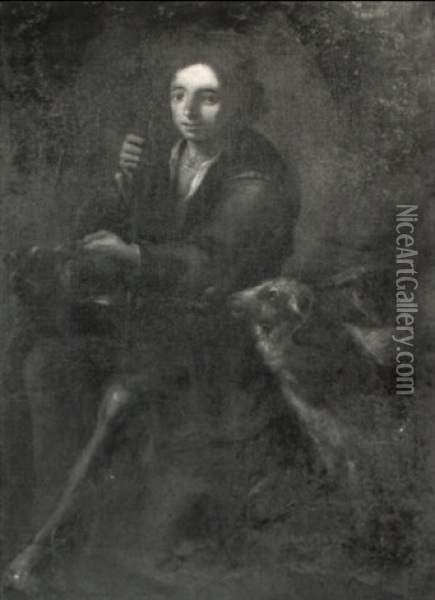 Shepherd Boy Seated With His Flock Oil Painting - Giacomo Francesco Cipper