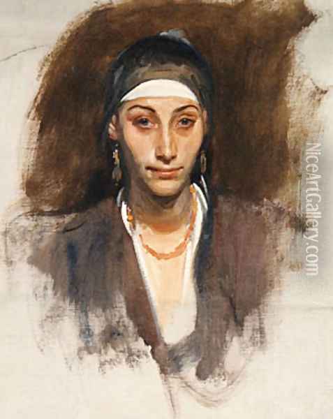 Egyptian Woman with Earrings Oil Painting - John Singer Sargent