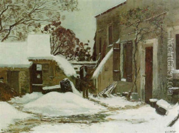 Gathering Wood, Winter Landscape Oil Painting - Hippolyte Camille Delpy