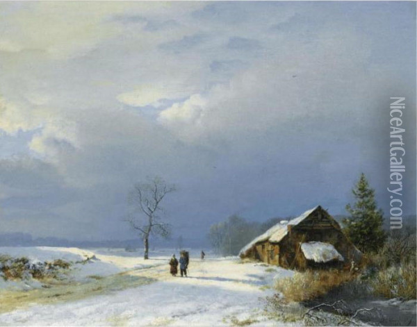 Winter In Het Gooi Oil Painting - Barend Cornelis Koekkoek