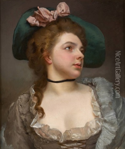 Portrait De Jeune Femme Oil Painting - Gustave Jean Jacquet