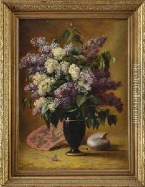 Bouquet De Giroflees Et Violettes Oil Painting - Alfred Rouby