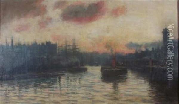 Busy Harbour Oil Painting - Andrew Black