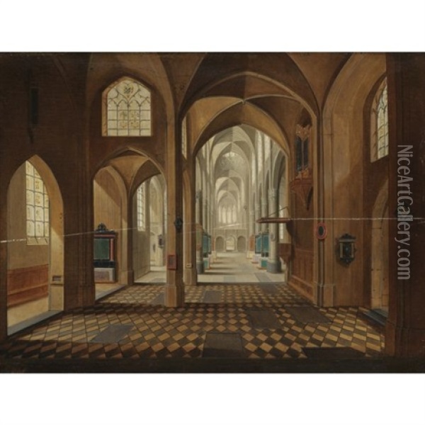 A Protestant Church Interior Oil Painting - Peeter Neeffs the Younger