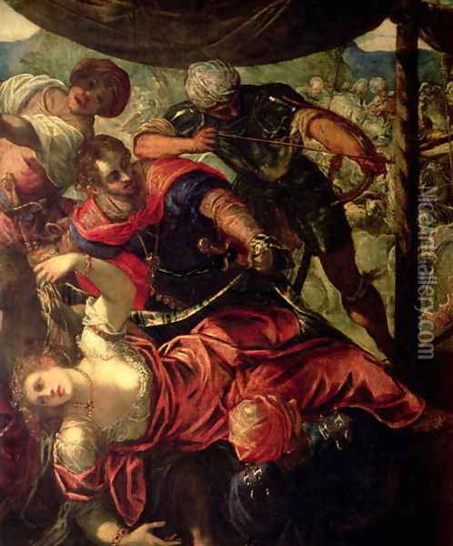 Battle between Turks and Christians, c.1588-89 Oil Painting - Jacopo Tintoretto (Robusti)