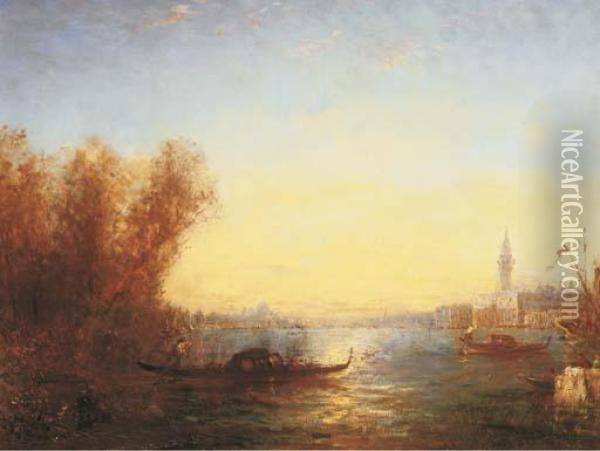 Gondolas On The Lagoon, Venice Oil Painting - Felix Ziem