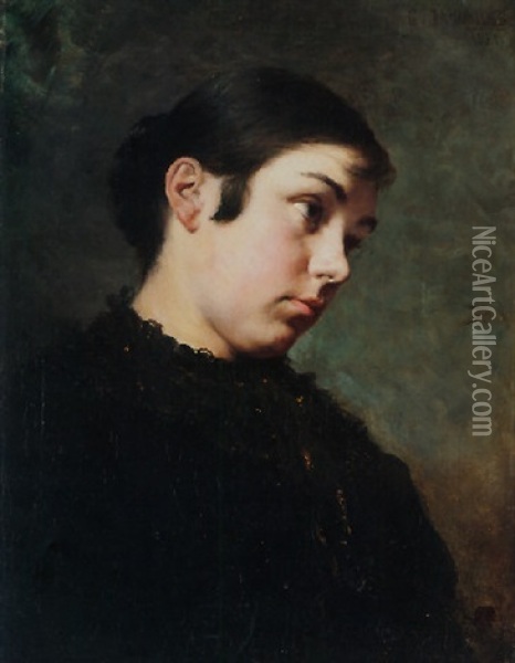 Portrait Of A Young Beauty Oil Painting - Georgios Jakobides