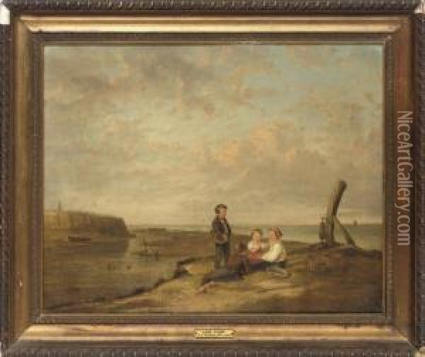 Shrimp Boys At Cromer Oil Painting - William Collins