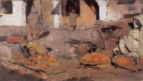 Fruitverkoper In Marokko Oil Painting - Theo van Rysselberghe