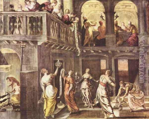The wise and foolish virgins Oil Painting - Jacopo Tintoretto (Robusti)
