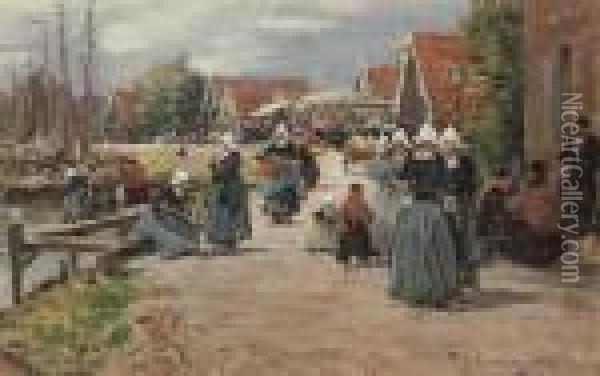 Market Day In Volendam, Holland Oil Painting - Fernand Marie Eugene Legout-Gerard