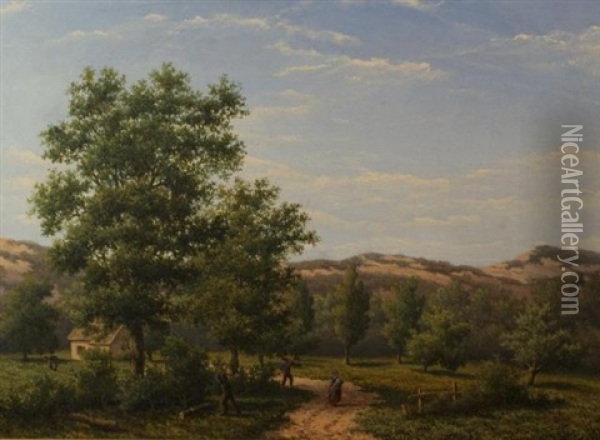 Landscape With People Oil Painting - Samuel Henri Mendes Da Costa
