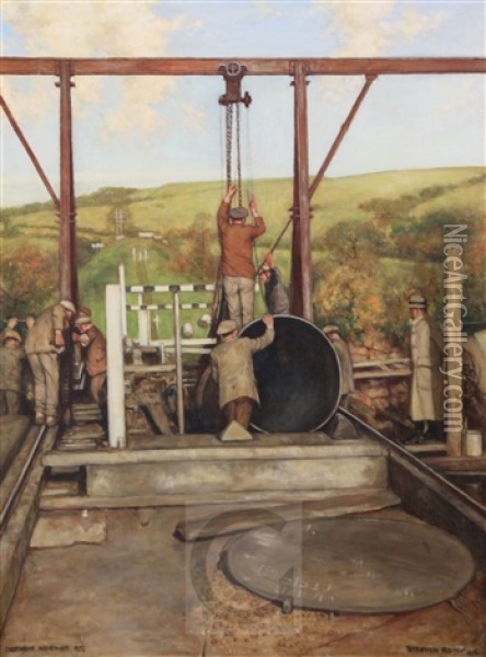 Derwent Aqueduct Oil Painting - Stephen Reid