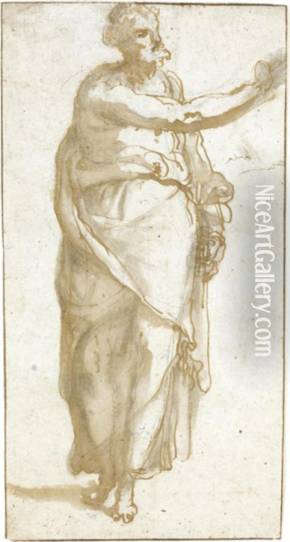 A Standing Figure Of An Apostle Oil Painting - Nicolo Martinelli Da Pesaro Il Trometta