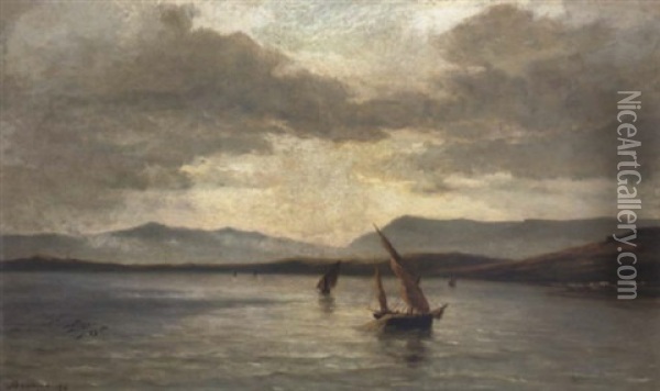 Blick Auf Die Bucht Von Algier Oil Painting - Gustavus Arthur Bouvier