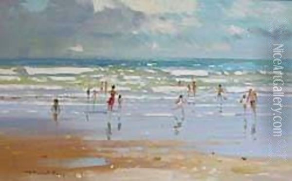 A Beach In Summer Oil Painting - Peter Johan Kraft