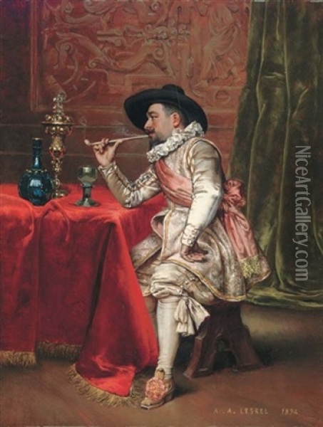The Connoiseur Oil Painting - Adolphe Alexandre Lesrel
