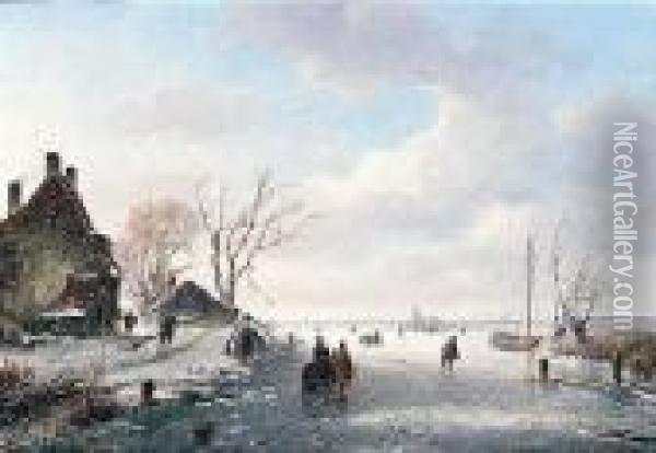 Winter Landscape Oil Painting - Andreas Schelfhout