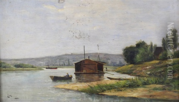 La Seine Au Pecq Oil Painting - Paul Louis Frederic Liot