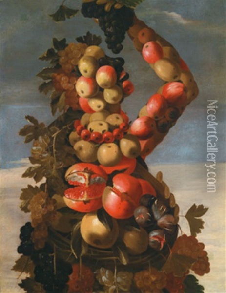 Der Traubenesser, Allegorie Des Herbstes - Il Mangiatore D'uva, Allegoria D'autunno Oil Painting - Giuseppe Arcimboldo