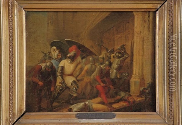 Schlachtenszene Oil Painting - Gustave (Egidius Karel G.) Wappers