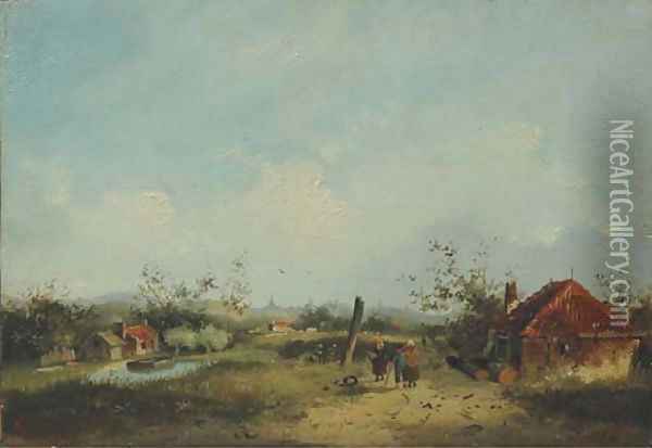 A hamlet in the dunes Oil Painting - Adrianus David Hilleveld