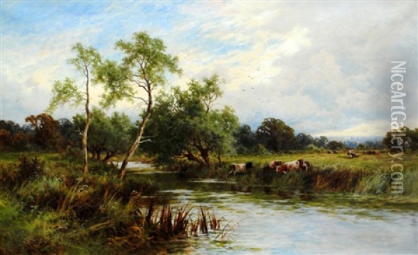 On The Kennet Oil Painting - Henry H. Parker