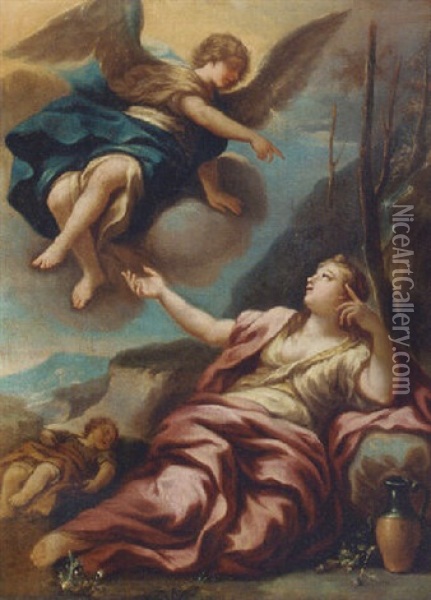 Hagar And The Angel Oil Painting - Paolo de Matteis