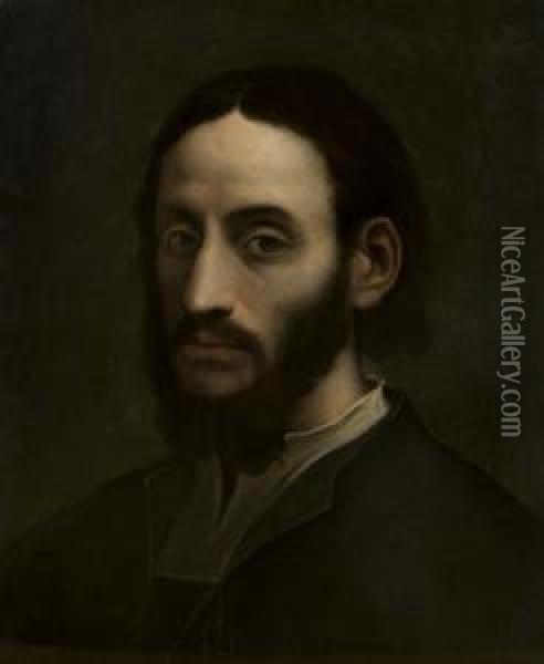 Ritratto Di Gentiluomo A Mezzo Busto, In Abito Scuro Oil Painting - Sebastiano Del Piombo