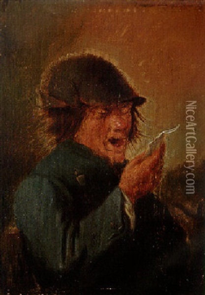 A Boor Singing Oil Painting - Joos van Craesbeeck