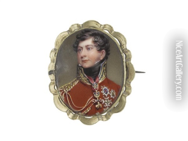 George Iv (1762-1830) When Prince Regent (1811-1820), Wearing Scarlet Coat With Black Standing Collar Embroidered With Gold, Gold Epaulette, White Chemise And Black Stock Oil Painting - Henry Bone